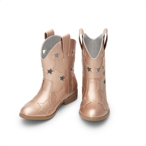 Girls' Stylish Western Cowgirl Boots - ROSE GOLD - 4